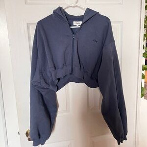 Eladay Yoga Cropped Zip Hoodie - Blue